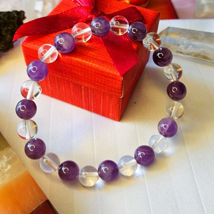 Clear Quartz And Amethyst Bracelet